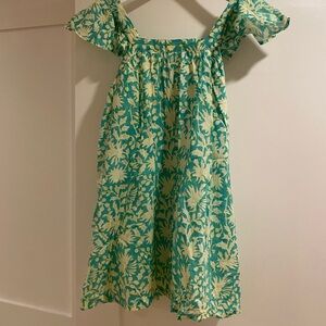 Holi Cow Floral Green and Cream Kids Dress